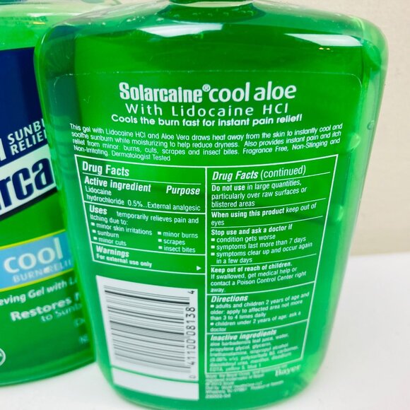 2 Pack Solarcaine Cool Aloe Sunburn Relief Gel 8 Oz Discontinued - Picture 2 of 2